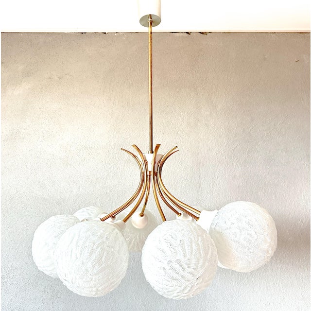 Metal Vintage Snowball Chandelier, 1970s For Sale - Image 7 of 14