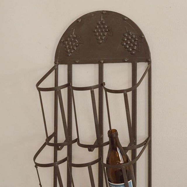 Wall-Mounted Metal Wine Rack with Grape Relief For Sale - Image 3 of 13