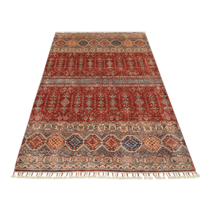Fine Khorjin Rug 5’6” X 7’7” Red Wool Tribal Hand-Knotted Oriental Carpet