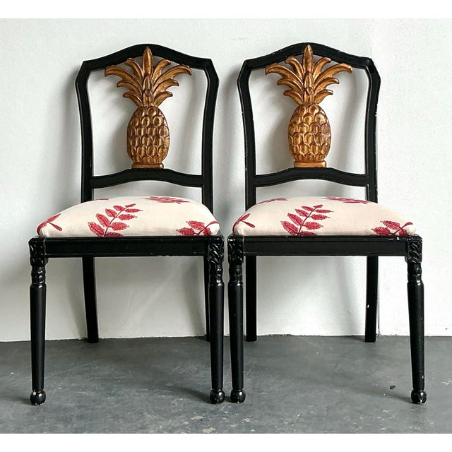Vintage Gilt Pineapple Side Chairs - A Pair For Sale In West Palm - Image 6 of 11