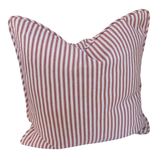 Restoration Hardware Burgundy Striped Ticking Throw Pillow Chairish