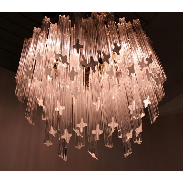 Mid-Century Modern Camer Mid-Century Modern Murano Chandelier Glass Prisms Light Fixture For Sale - Image 3 of 9