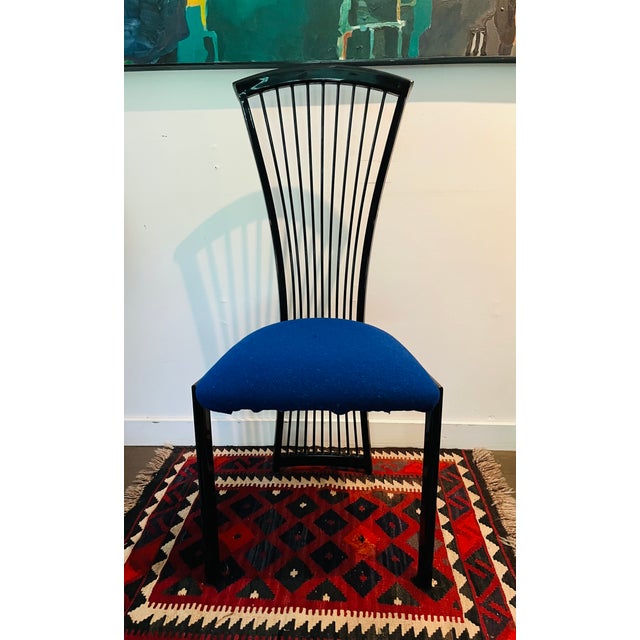 1980s Dining Chair Highback Italian Style in Blue For Sale - Image 5 of 8