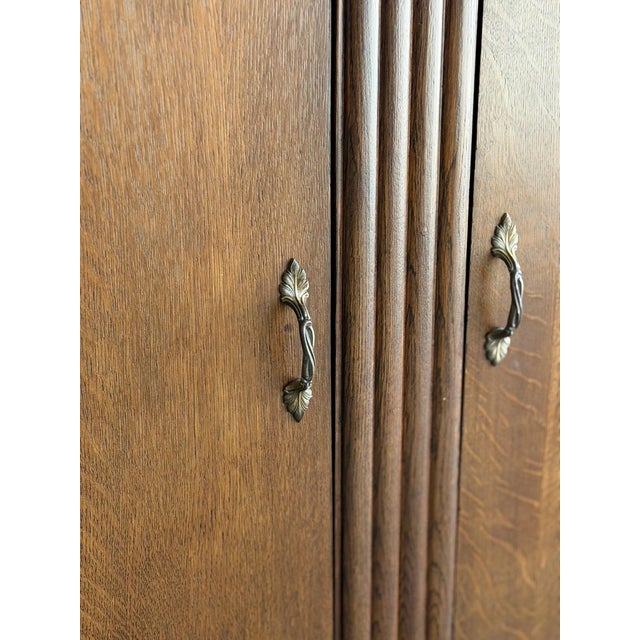 1940s 1940s Art Deco Oak Cabinet With Arched Mirror For Sale - Image 5 of 12