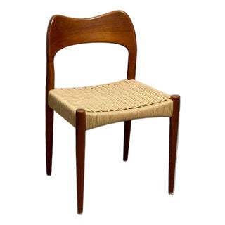 Set of 5 Danish Niels Otto Moller Model 71 Dining Chairs Mid Century Modern Teak Rope Chairs Woven Seat For Sale