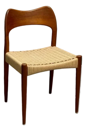 Set of 5 Danish Niels Otto Moller Model 71 Dining Chairs Mid Century Modern Teak Rope Chairs Woven Seat