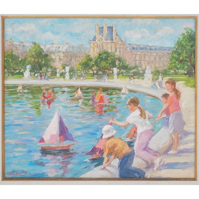 Post Impressionist Boris Tchoubanoff - Au Jardin Des Tuieleries, Oil on Canvas For Sale - Image 3 of 7