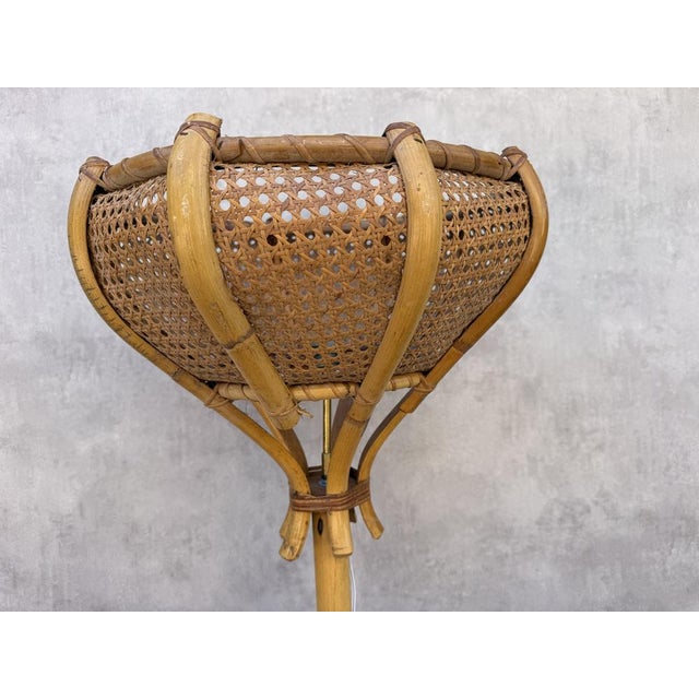 Vintage French Table Lamp in Rotin, 1960s For Sale - Image 8 of 10