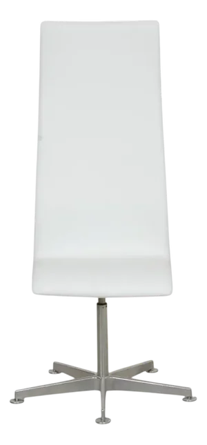 Tall Oxford Chair in White Leather by Arne Jacobsen