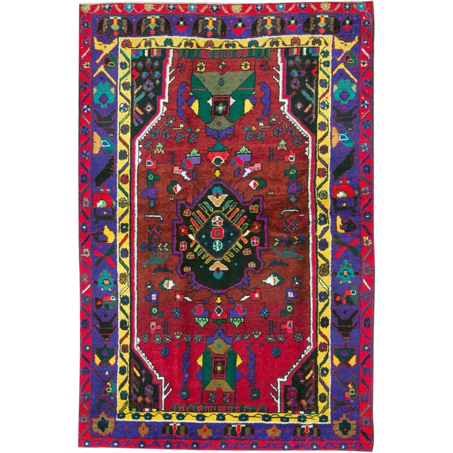 Vintage Persian Hamadan Rug – Size: 4' 5" X 6' 7" For Sale
