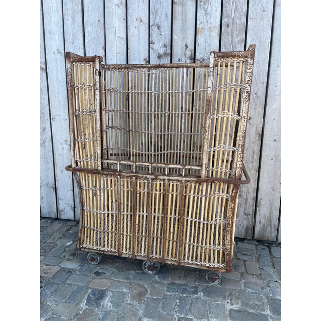 Antique Bamboo and Iron Cart, 1950s For Sale - Image 4 of 16