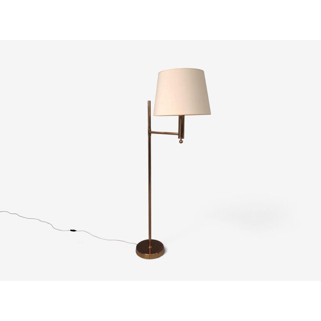 1960s Bergboms, Swedish Modern, Floor Lamp, Brass, Fabric For Sale - Image 4 of 13