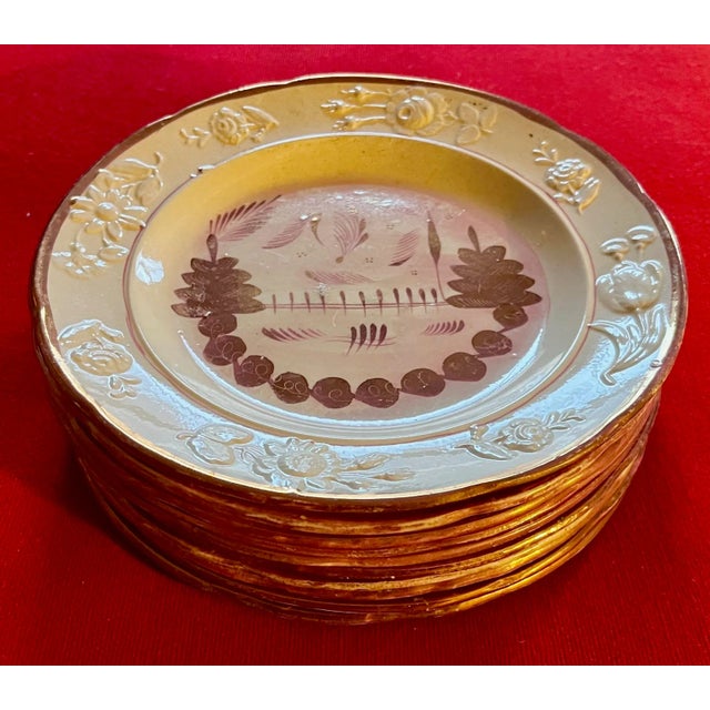 English Antique 19th Century English Pink Luster Plates - a Set of 10 For Sale - Image 3 of 13