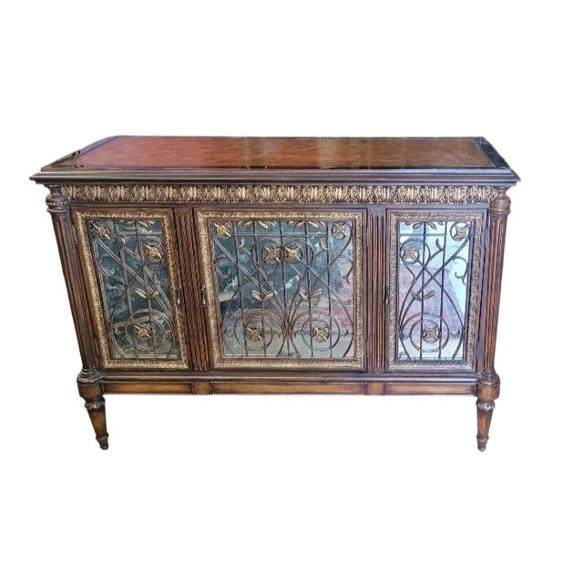 Beautiful Pulaski Mirrored & Leather Top Server For Sale - Image 15 of 15