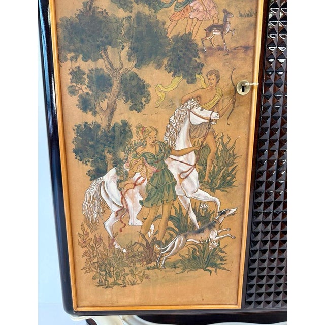 Italian Bar Cabinet with Painted Panels, 1940s For Sale - Image 16 of 18