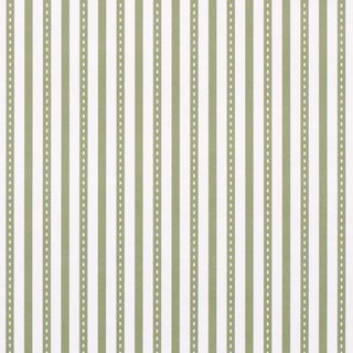 Sample - Schumacher Mathis Ticking Stripe Wallcovering In Leaf For Sale