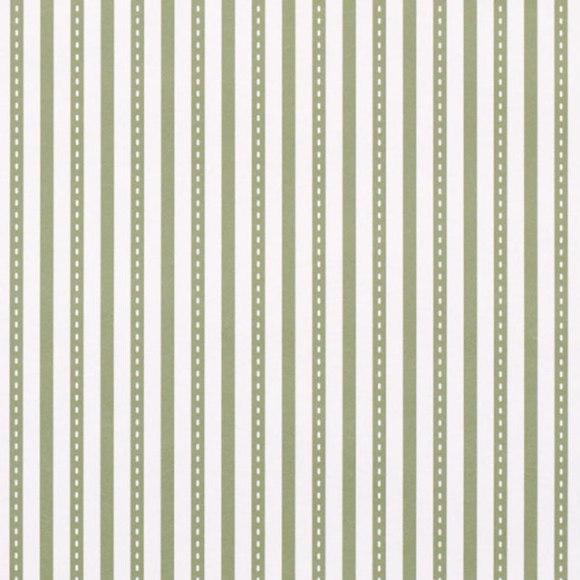 Sample - Schumacher Mathis Ticking Stripe Wallcovering In Leaf For Sale
