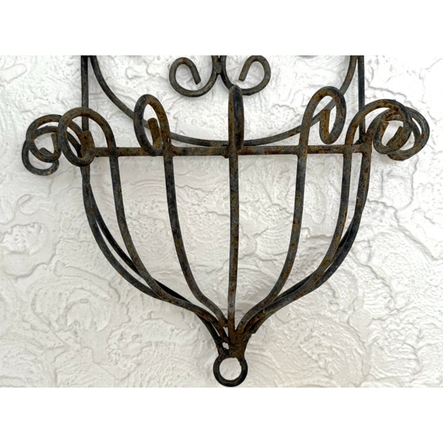 Metal Mid Century Wrought Iron Wall Planter With Scrolls For Sale - Image 7 of 9