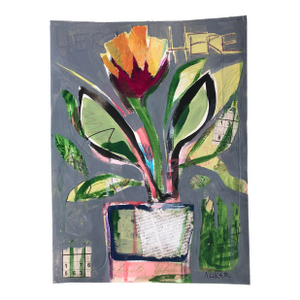 CL Auker Original Artwork “Flower in Collage” Mixed Media on Watercolor Paper