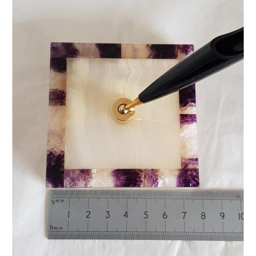 Vintage British Blue John & Onyx Pen Stand and Paperweight, 1970s For Sale - Image 10 of 12