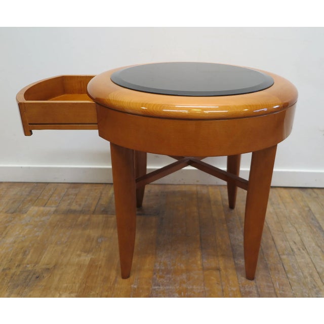 1980s Pace Cherry Wood & Glass Side Table For Sale In New York - Image 6 of 10