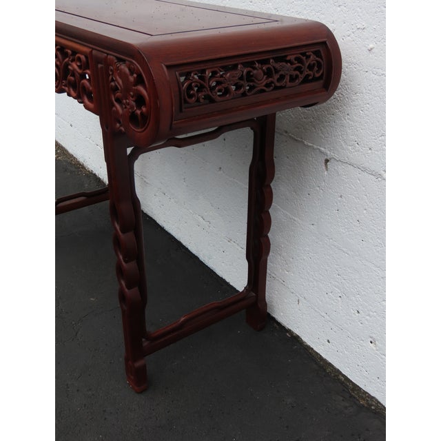 Early 19th Century Chinese High Relief Solid Wood Altar Console Entry Table With Dragons Motif 6560 For Sale - Image 5 of 18