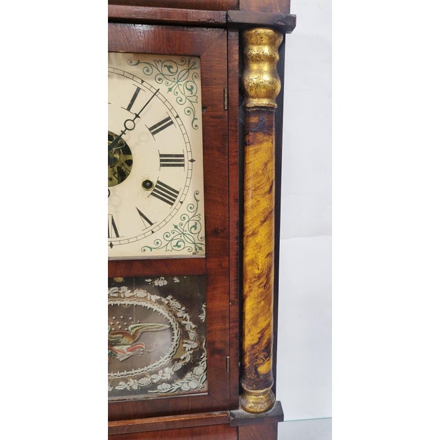 American Mid 19th C Carved Gilt & Reverse Painted Seth Thomas Shelf Clock For Sale - Image 9 of 18