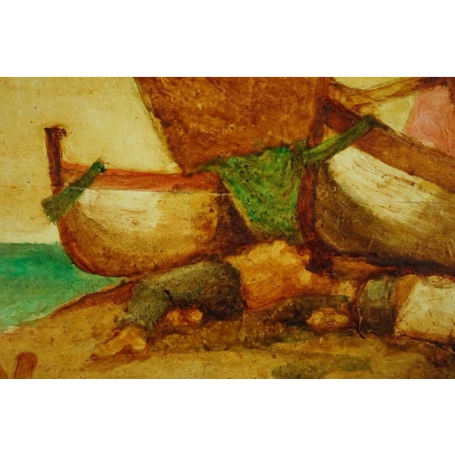 Domenico Chianese, Seascape with Fishermen, 20th Century, Oil Painting on Panel, Framed For Sale - Image 7 of 18