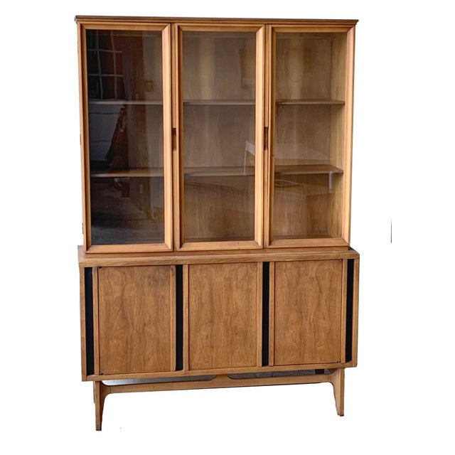 MidCentury Walnut China Hutch Chairish