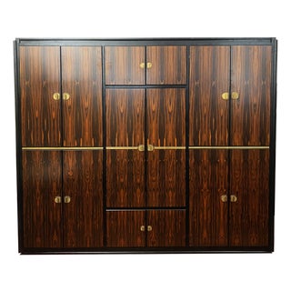 Macassar Ebony and Brass Wardrobe by Adalberto Caraceni for Modernindustria, 1970s For Sale