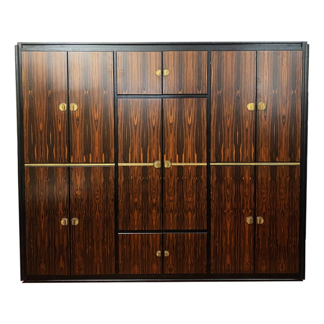 Macassar Ebony and Brass Wardrobe by Adalberto Caraceni for Modernindustria, 1970s For Sale