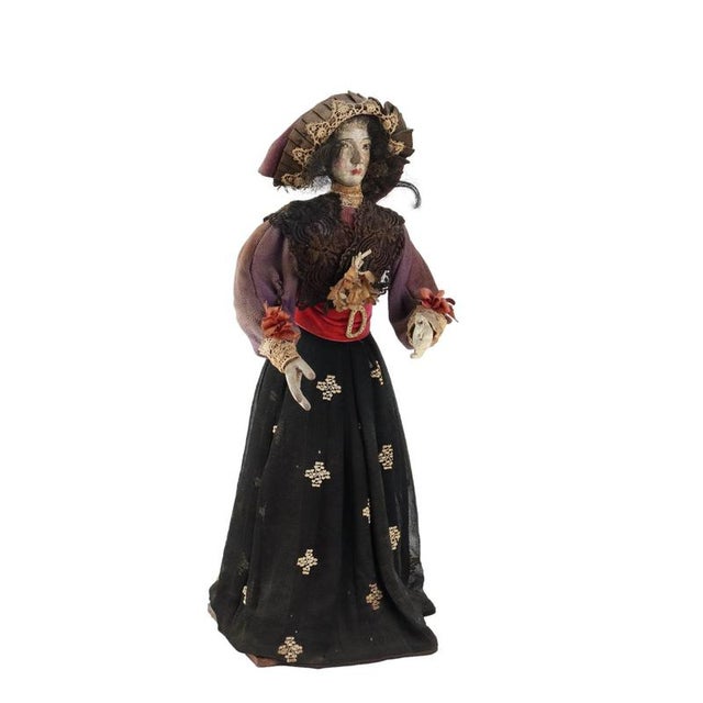 Black Antique Female Figurine in Wood For Sale - Image 8 of 8