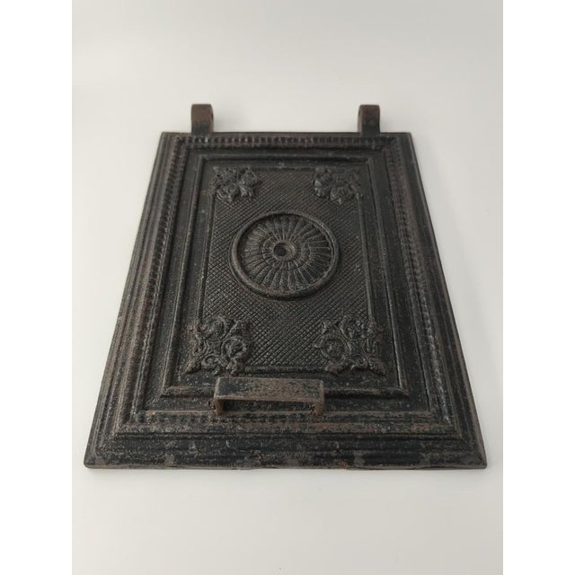 Black Vintage Cast Iron Fireplace Plate, 1950s For Sale - Image 8 of 8
