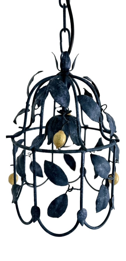 French Tole Cage Chandelier with Lemons from J.P. Ryckaert, 1980s