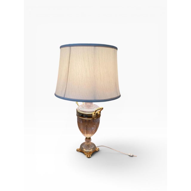 Metal Crystal and Brass Table Lamp in Neoclassical Style — 1990s For Sale - Image 7 of 15
