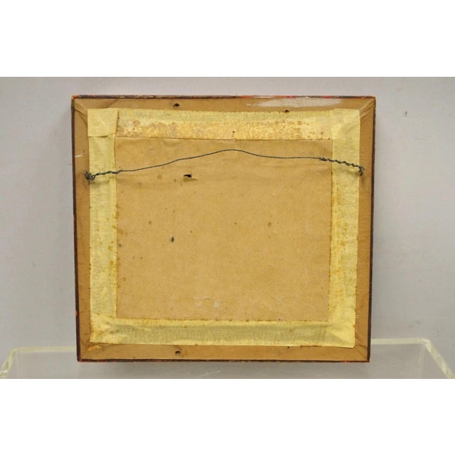 Late 20th Century Daniel Belliard Enamel on Copper Small Framed Painting Fisherman in Boat on Lake For Sale - Image 9 of 10