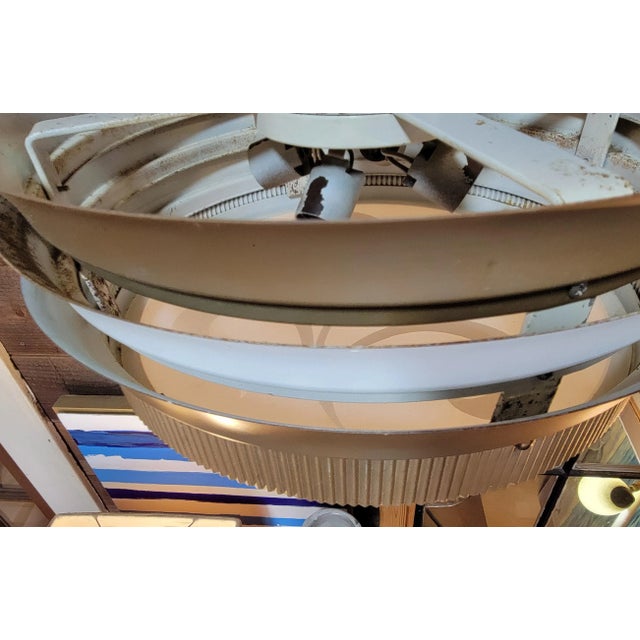 1930s Art Deco Theater Flush Mount Light Fixture With Flashed Glass Shade For Sale - Image 5 of 9