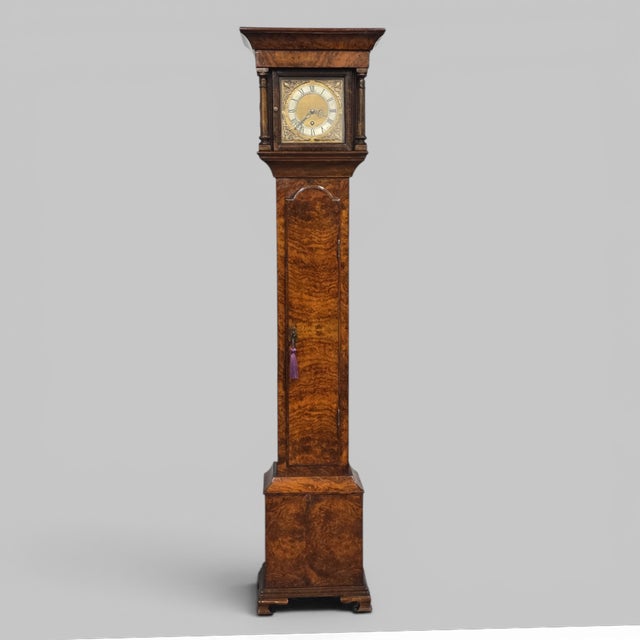 Queen Anne Burr Walnut Grandaughter Clock, 1920s For Sale - Image 14 of 14