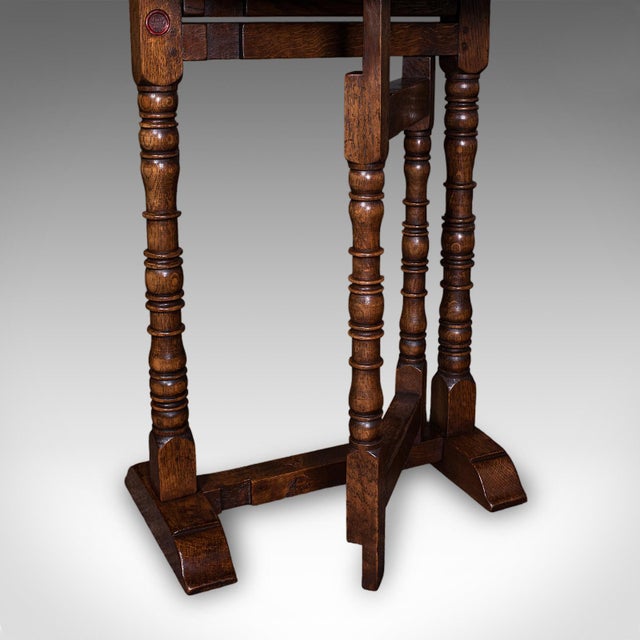 Vintage Folding Oval Occasional Table, English, Gate Leg, Side, Jacobean Revival For Sale - Image 11 of 12