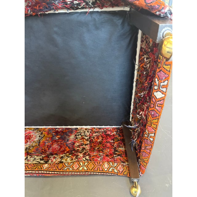 Pink Turkish Kilm Slipcovered Upholstered Ottoman For Sale - Image 12 of 12