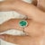 Art Deco Halo Diamond and Emerald Engagement Ring 14k Gold Size 5.5 For Sale In New York - Image 6 of 12