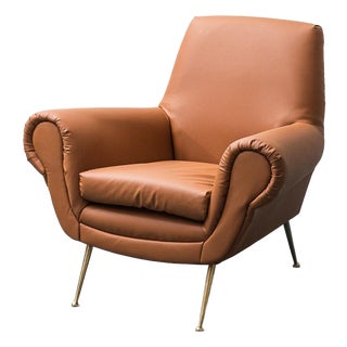 Vintage Eco-Leather Armchair by Gigi Radice for Minotti, 1950s For Sale