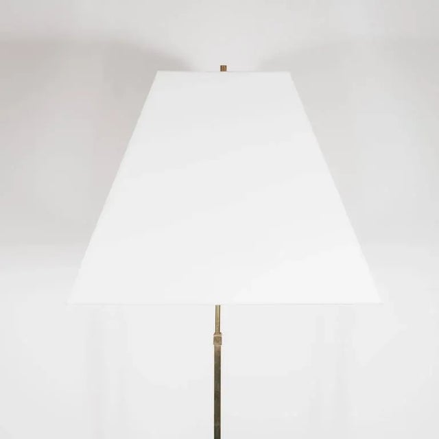 This sophisticated Mid-Century Modernist boasts a diamond base with sunburst detailing in polished brass. The stem...