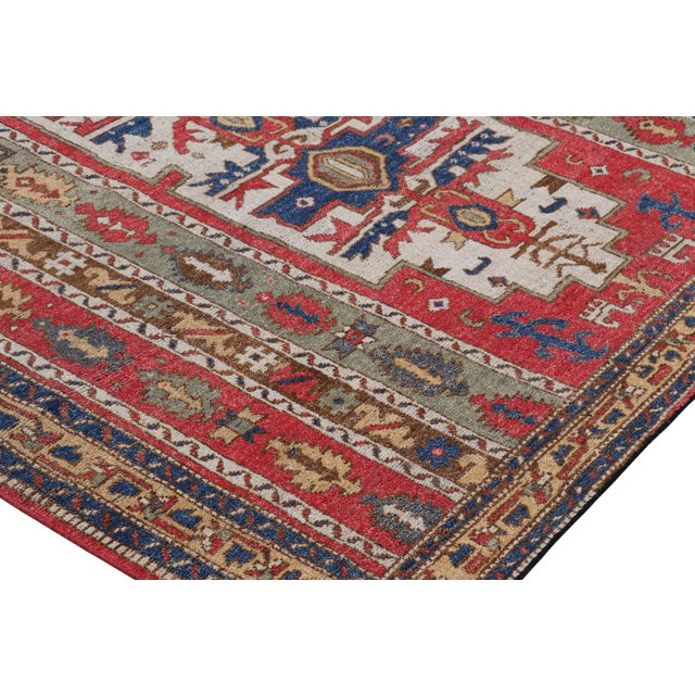 Tribal Rug & Kilim’s Tribal Style Square Rug in Red With Geometric Patterns For Sale - Image 3 of 7