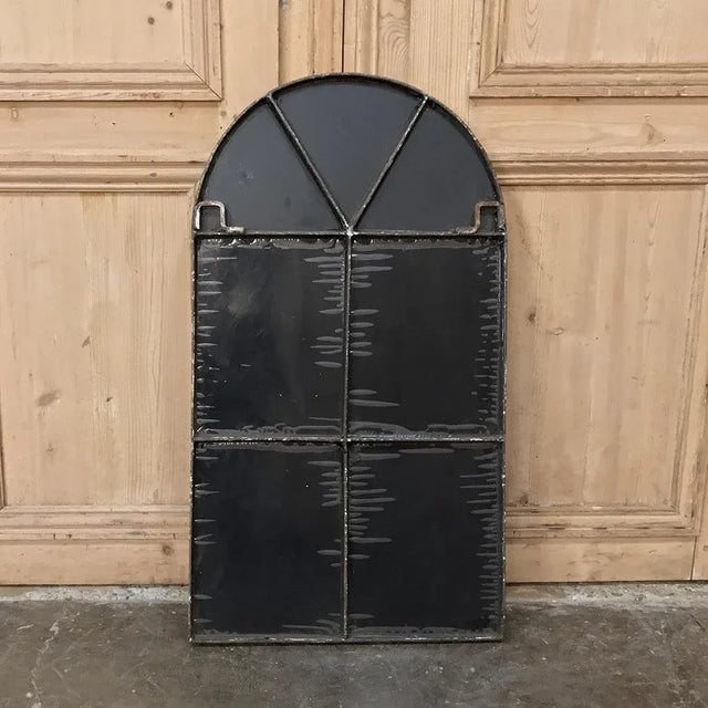 Pistachio Antique Industrial Iron Mirror For Sale - Image 8 of 9