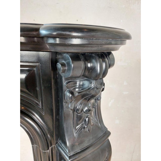 Black Marble Three Shell Mantelpiece For Sale - Image 11 of 14