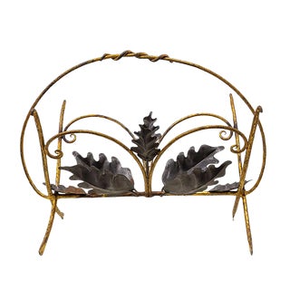 Golden Iron Magazine Rack, 1950s For Sale