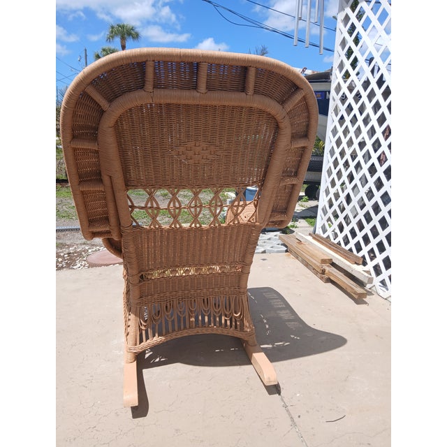 Wood Vintage Drexel Heritage Wicker Rocking Chair For Sale - Image 7 of 8