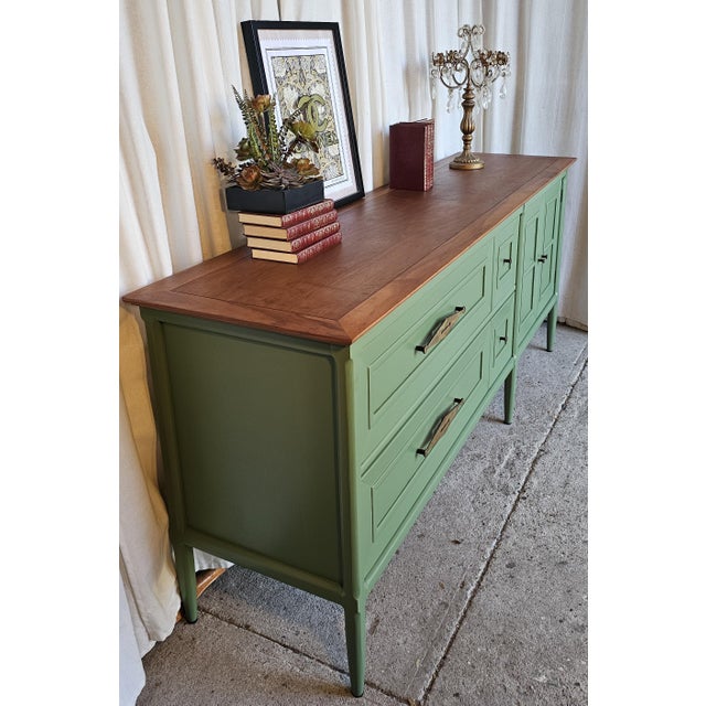 Green MCM Long Dresser/ Credenza, 1950's For Sale In Los Angeles - Image 6 of 14