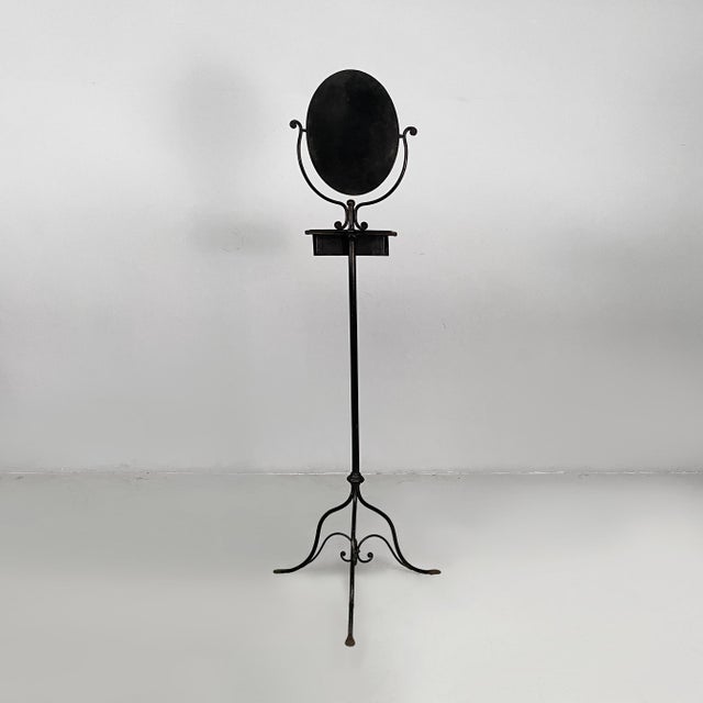 Italian Black Metal Console with Mirror and Drawer, Late 1800s For Sale - Image 4 of 18